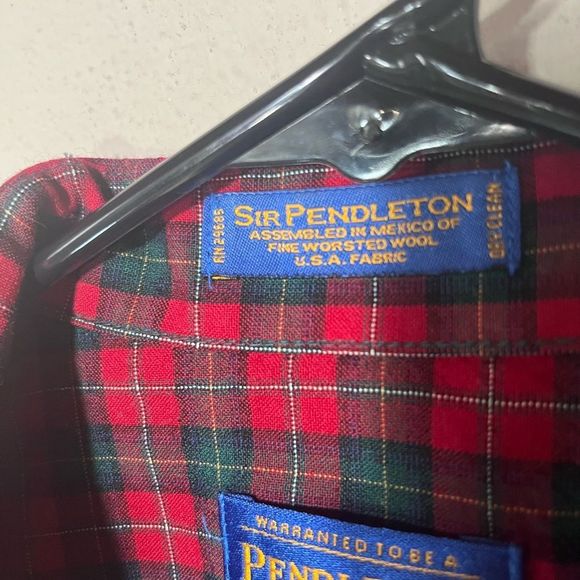 Sir Pendleton Authentic Boyd Tartan Plaid Red/Green Sz L Fine Worsted Wool 100% - Picture 2 of 6